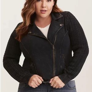 Torrid Black Moto SweaterJacket XL plus size